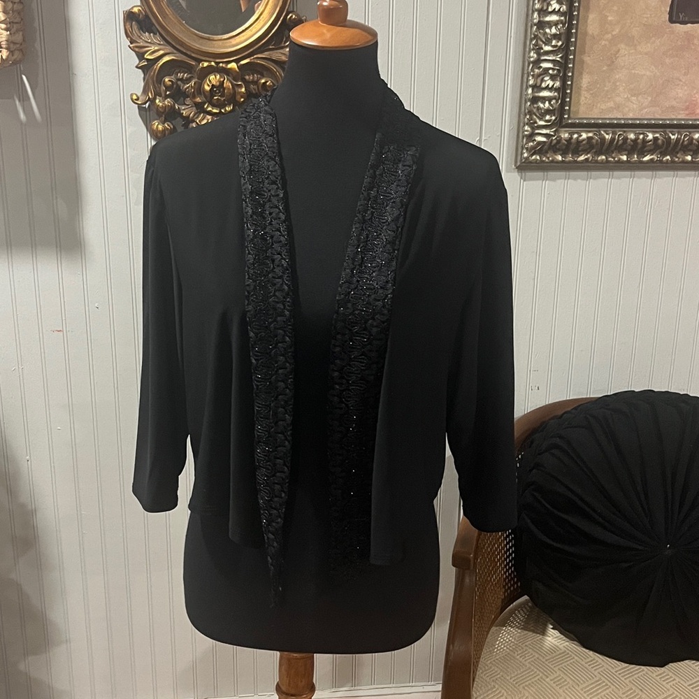 Black Festive Open Front Cardigan